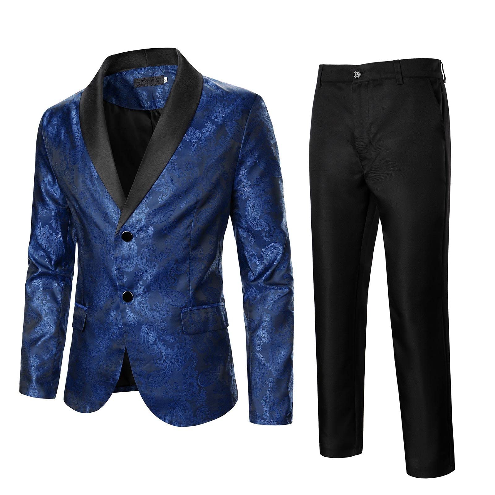 Generico Męski biznesowy bankiet na bal absolwentów, swobodny haft, rozciągliwy, slim fit, klasyczny krój i dwuczęściowe spodnie