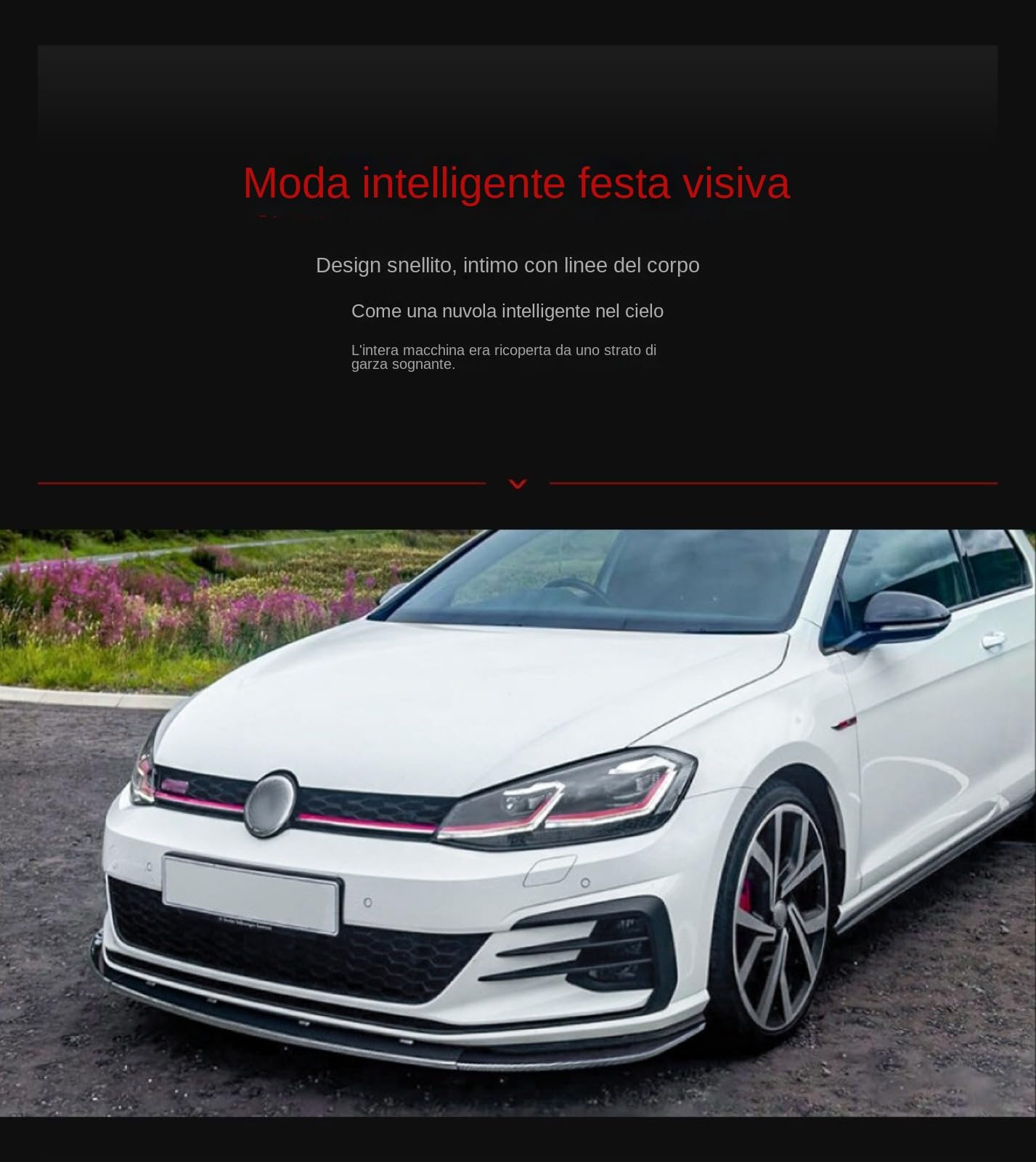 Spoiler Anteriore Per VW Golf 7.5 MK7/MK7.5 (2013-2020) GTI/GTD/R/R-Line, ABS, Nero Pianoforte, Carbon Fiber Texture, Pittura Opaca, Da Imbullonare,Modifica dello splitter anteriore/del labbro anterio
