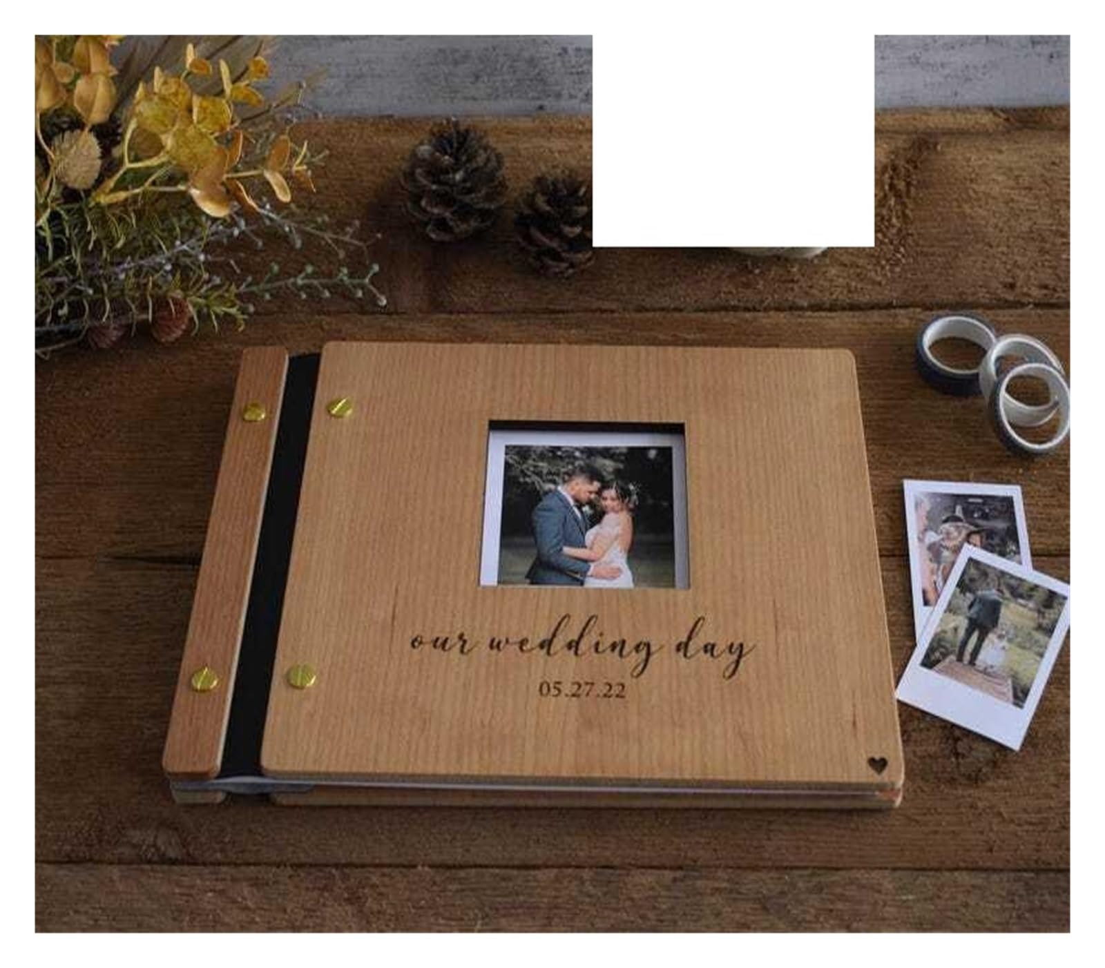 Libro Firmas Boda Álbum de Recuerdos Aniversario Madera