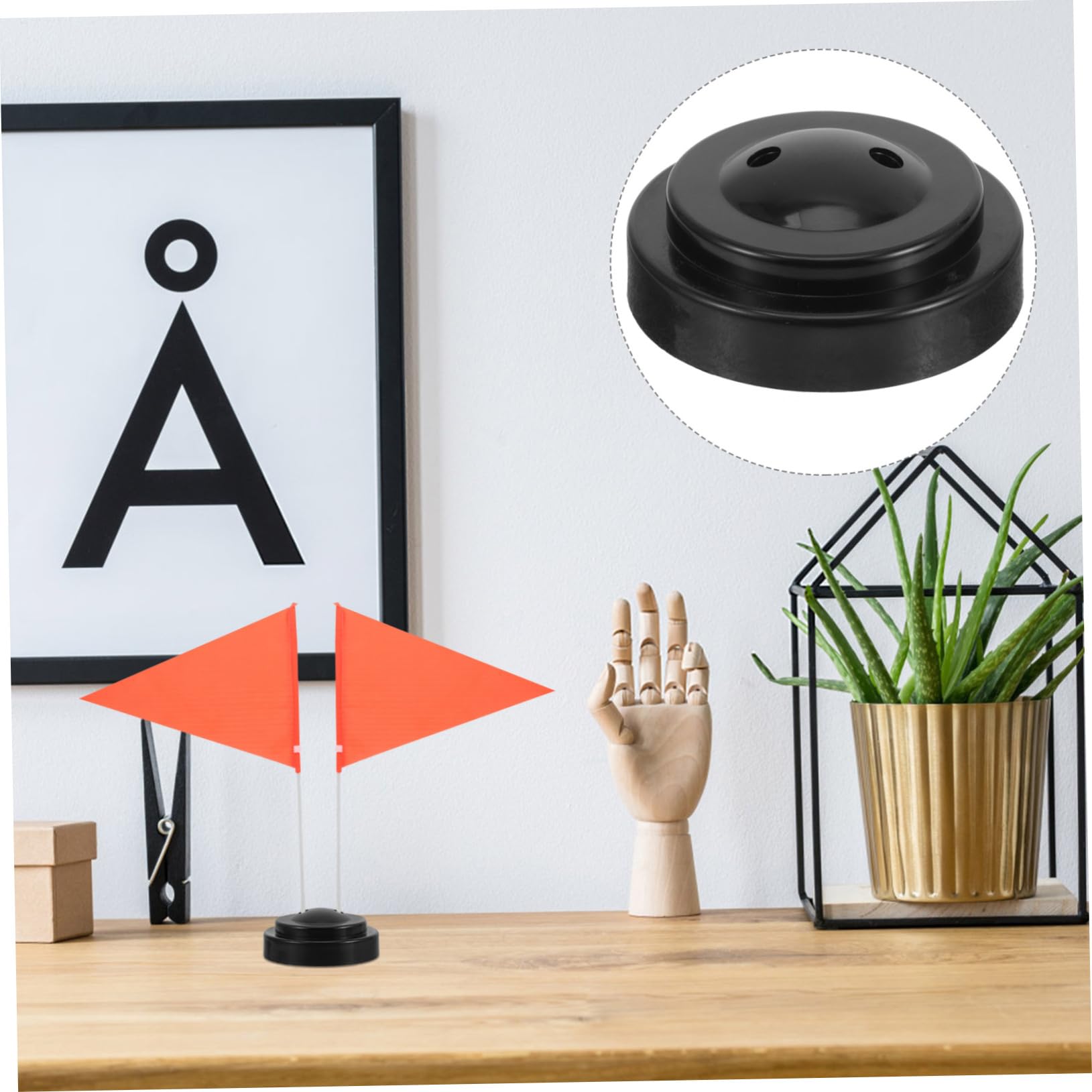 Toyvian 10 Stuks Zwarte Plastic Tafelvlaggenhouder met Ronde Basis