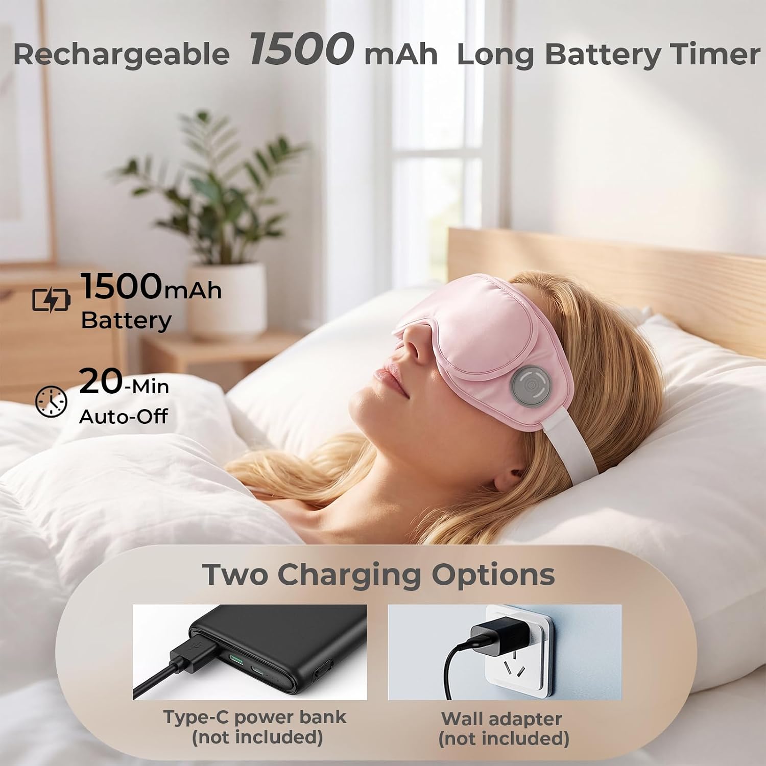 Red Light Therapy Eye Mask with 100% Silk Detachable Eye Pads – 3 Modes with Near-Infrared, 660nm & 850nm Rechargeable Under-Eye Device – Reduce Dark Circles & Eye Fatigue