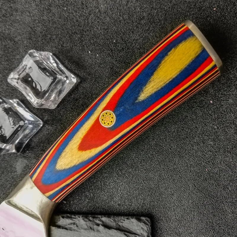 Meat Cleaver,Cleaver Knife 7 Inch Forged Hammer Pattern Nakiri Knife 1.4116 German Steel Pakkawood Handle Sharp Japanese Slicing Chef Kitchen Knife