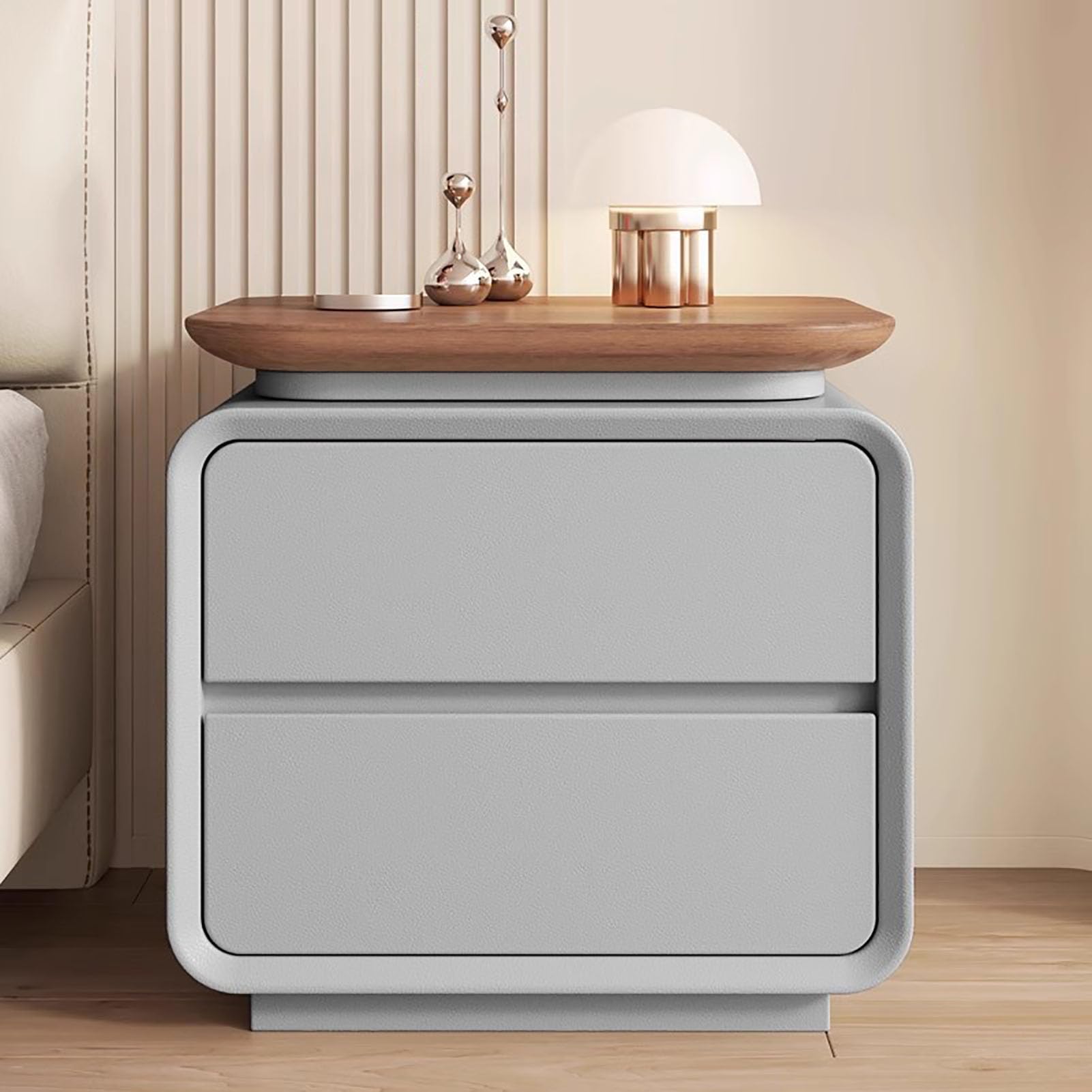 SXZenSpace Solid Wood 2-Layer Bedside Table,Creativity Modern Nightstand Decoration Bedroom Furniture End Side Table for Bedroom,E,50x40x50cm(20x16x20inch)