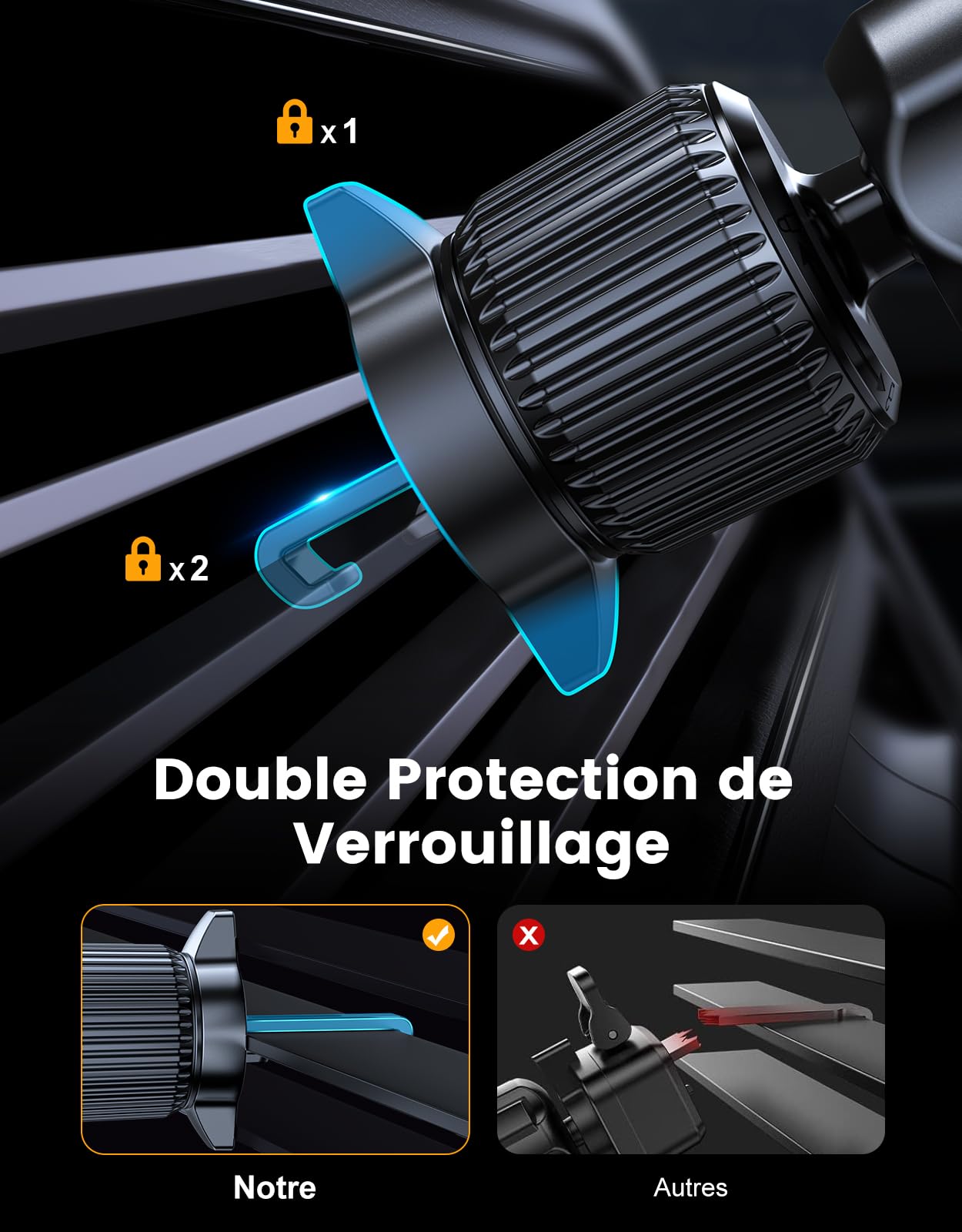 EOIWUY Support Telephone Voiture Induction, 15W Rapide Chargeur Compatible avec Magsafe Voiture, Rotation 360° & Grille d'Aération Chargeur sans Fil Voiture Compatible avec iPhone 17/16/15/14 Series