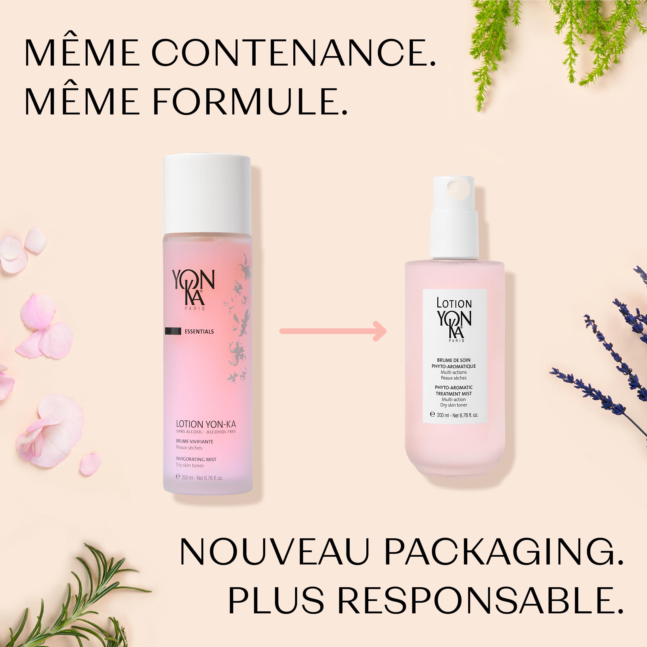 Lotion Tonique Yonka pour Peaux Sèches 200ml - Brume Vivifiante Sans Alcool - Hydrate, Purifie, Apaise et Rééquilibre - Aux 5 Huiles Essentielles - Spray Vaporisateur