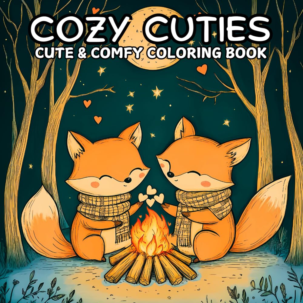 Cozy Cuties Cute & Comfy Coloring Book: For Adults & Teens Featuring Adorable Critters & Creatures In Cozy Spaces, Cozy Hygge Scenes & More For Anxiety Relief, Stress Relief & Relaxation
