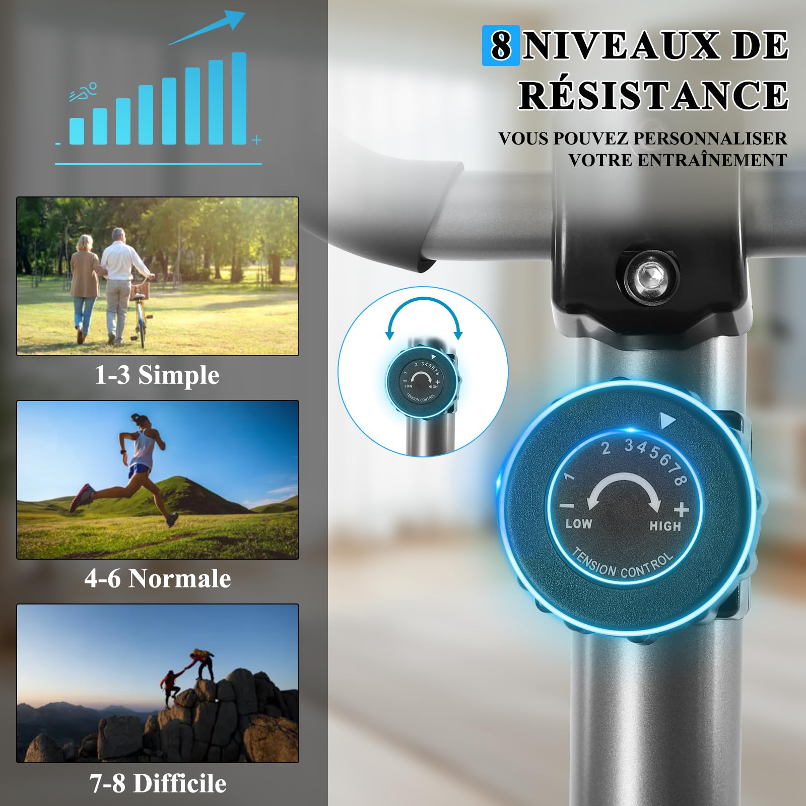 ISE Vélo Elliptique d'Appartement, Crosstrainer Adulte Magnétique, Vélos Elliptiques Ecran LCD/Impulsion, Velo Elliptique d'Appartement 8 Niveaux Résistance, Elliptique Volant d’Inertie de 8KG