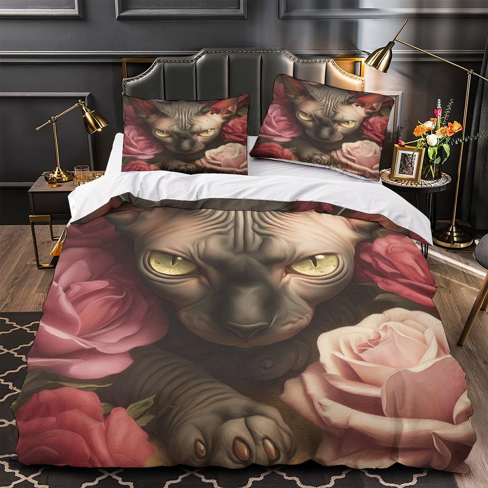 Housse de couette chat astronaute hypoallergénique anti-acarien 260x220