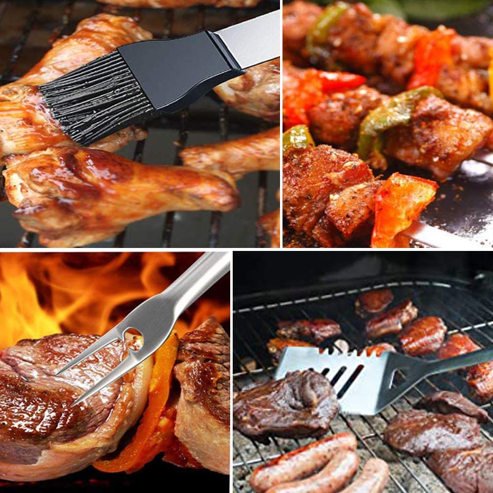 Ulalaza 18 szt. zestaw narzędzi do grillowania akcesoria do grilla ze stali nierdzewnej zestaw narzędzi do grilla akcesoria do grilla dla mężczyzn kobiet taty