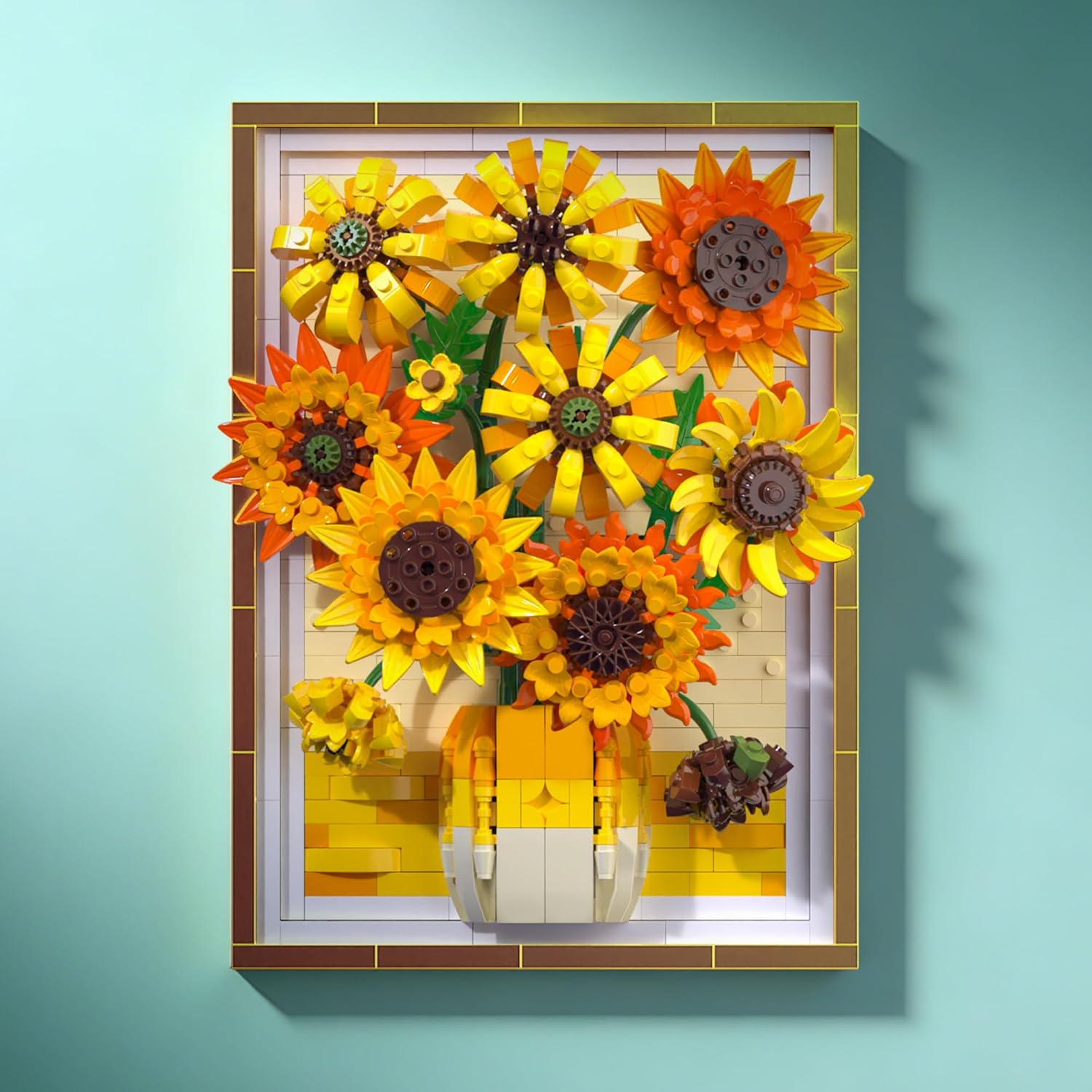 Sunflower Building Set - 3D Wall Art Frame with Wall-Hanging or Tabletop Modes, Artificial Flower Botanical Collection, Spring Floral Gifts for Girl Aged 14+, 1011PCS