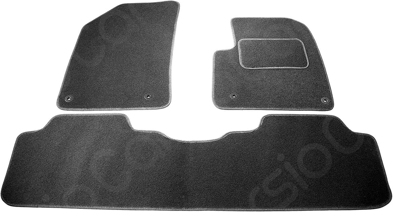 Carsio Carpet Car Mats For Citroen C5 2008 to 2017 3 Piece Set Tailored Fit Floor Mat Complete Accessory Black Custom Fitted - All Weather, Anti-Slip Backing & Black Trim