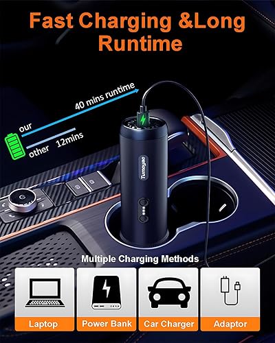 Miniatura 6 de Aspiradora portátil inalámbrica para automóvil, 21000 PA, succión y soplador de mano de alta potencia, pequeña aspiradora de mano inalámbrica para