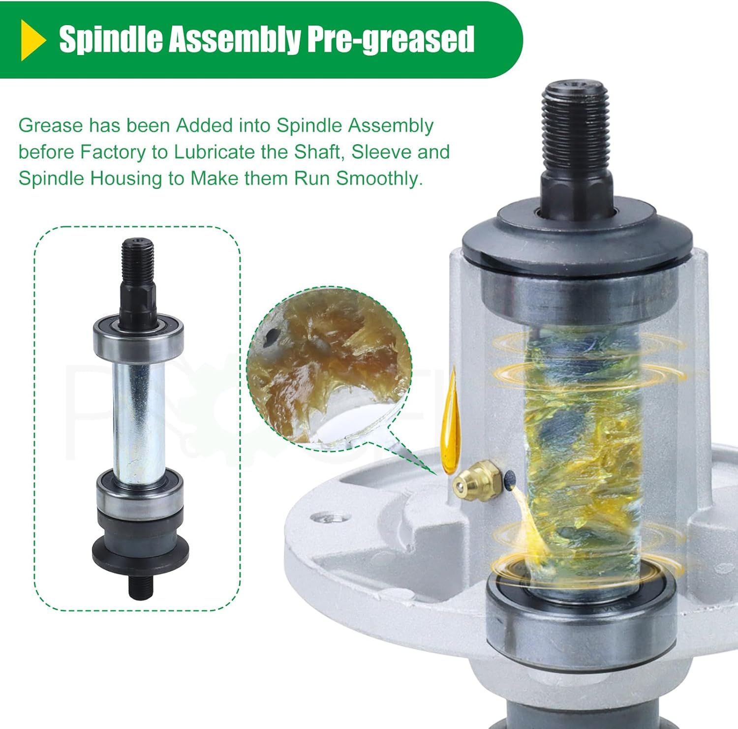 2 Pack AM143469 Spindle Assembly Pre-Greased Replaces John Deere AM136733 Spindle, John Deere AM143469, AM134292, AM137097 for John Deere 38 42 inch X300 Z225 Z245 X304 Z23 X324 X310 Tractors