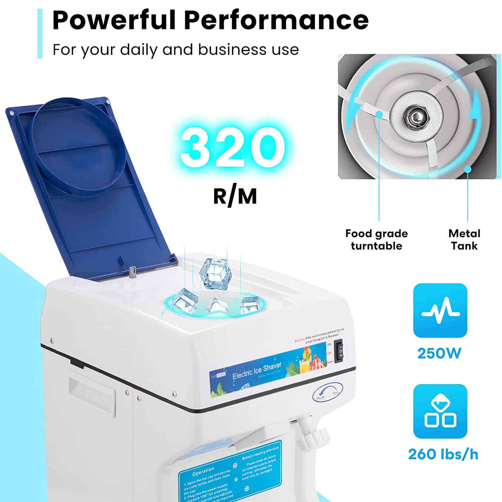 Tritaghiaccio elettrico, tritaghiaccio manuale, tritaghiaccio manuale portatile a manovella Trita rapidamente il ghiaccio, prepara bevande fredde, per cocktail, uso commerciale domestico, utensili d