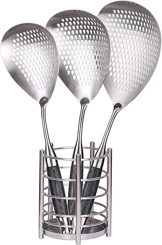 Miniatura 9 de Skimmer - Cuchara ranurada de acero inoxidable 304 de 17 pulgadas para pasta, cuchara para cocinar y freír, cuchara coladora de metal grande con
