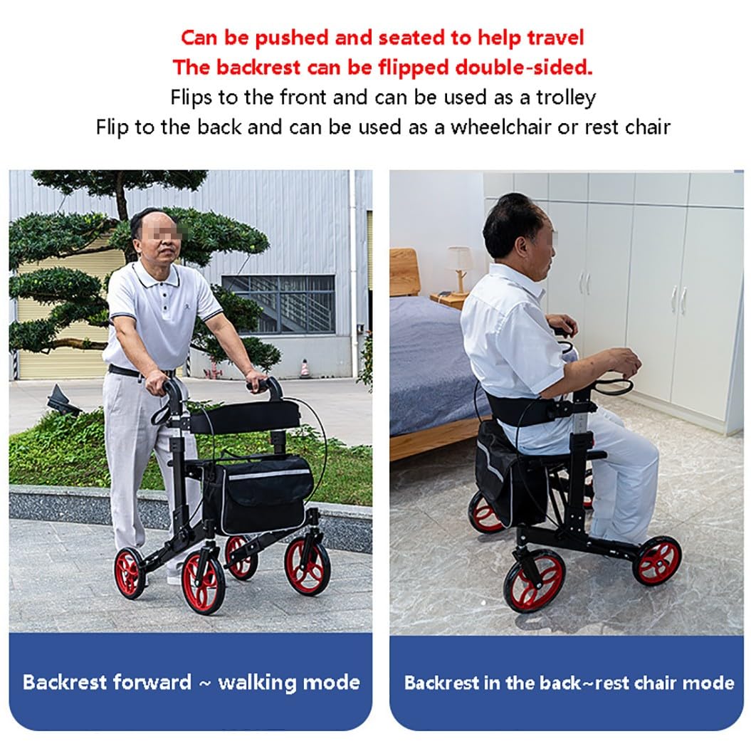 andador para exteriores,Andador para Ancianos Todoterreno,Andadores para Ancianos 4 Ruedas con Asiento,Andador de Aluminio Plegable,altura ajustable A