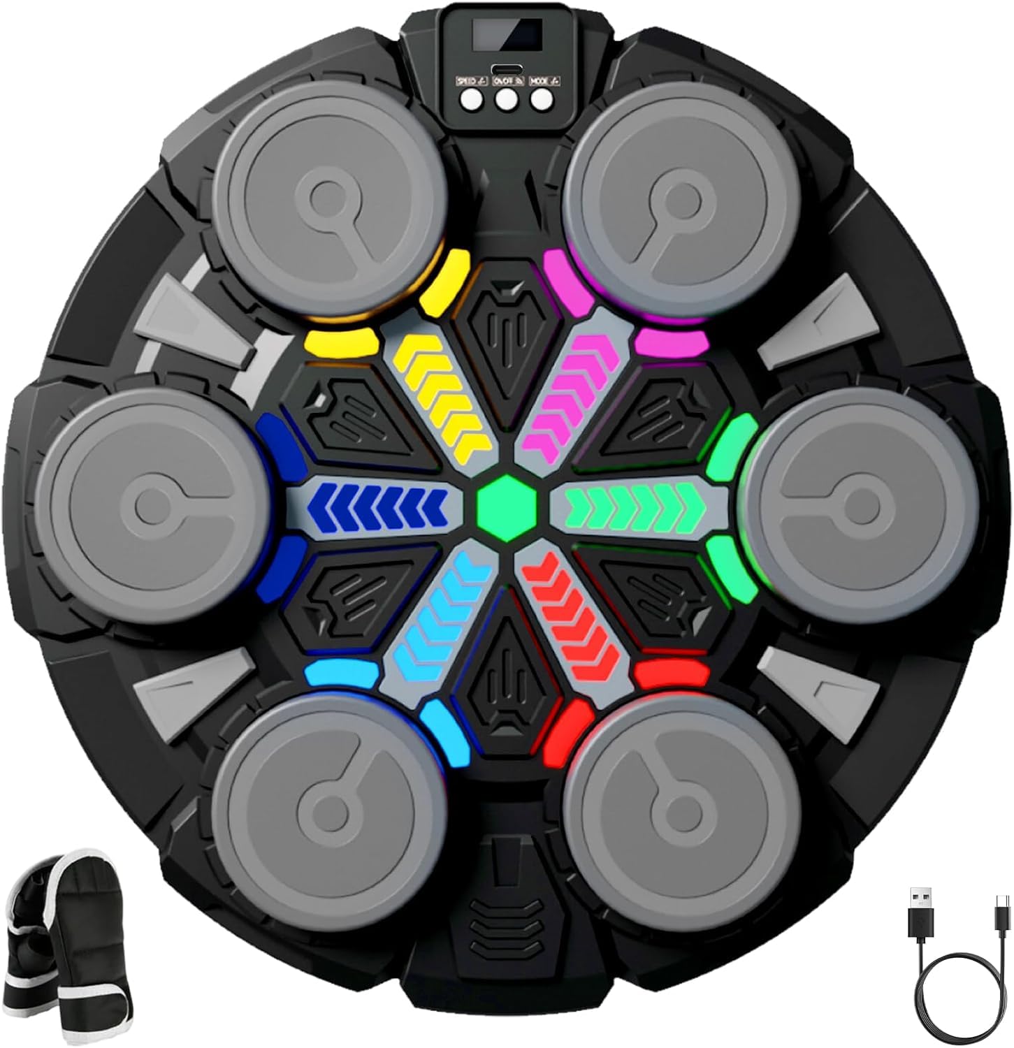 Macchina da boxe musicale, gioco intelligente da parete Bluetooth con guantoni da boxe, velocità e modalità di conteggio regolabili, attrezzatura da palestra per bambini, macchina da boxe per