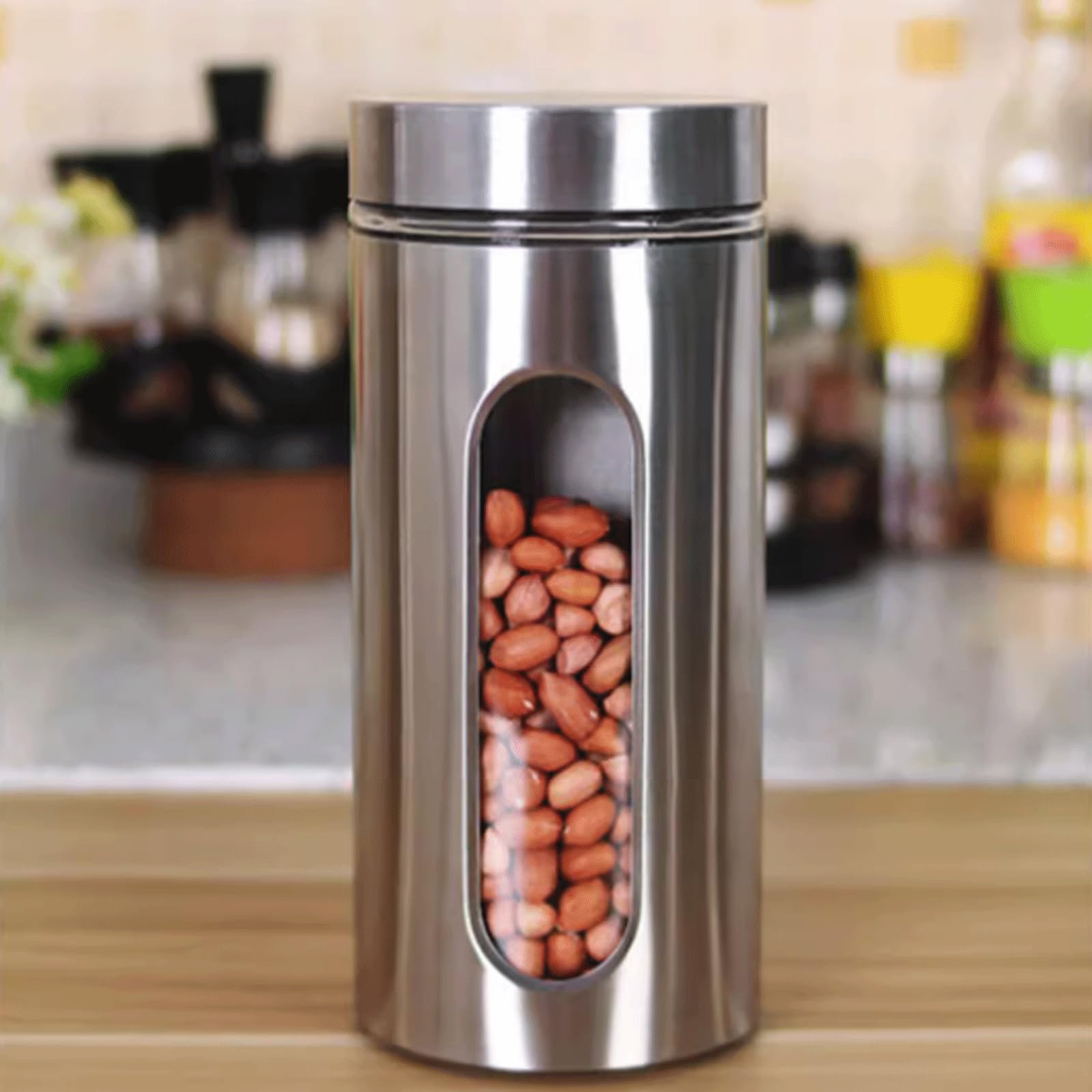 4 Stück robuster Vorratstank aus Edelstahl für Kaffeebohnen, luftdichter Vorratstank für die Küche, Keksdose, Trockenwarenbehälter Dosen-Sets