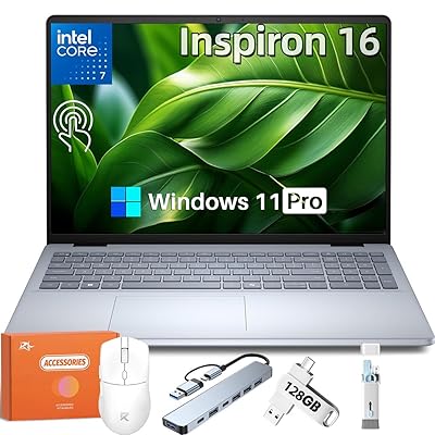 Dell Inspiron 16 Touchscreen Laptop, 16" FHD+, 300 nits Display, Core 7 150U (Up to 5.4GHz), 32GB DDR5, 1TB SSD, Fingerprint Reader, Backlit Keyboard, FHD+ Cam, Wi-Fi 6E, Windows 11 Pro, w/Accessories