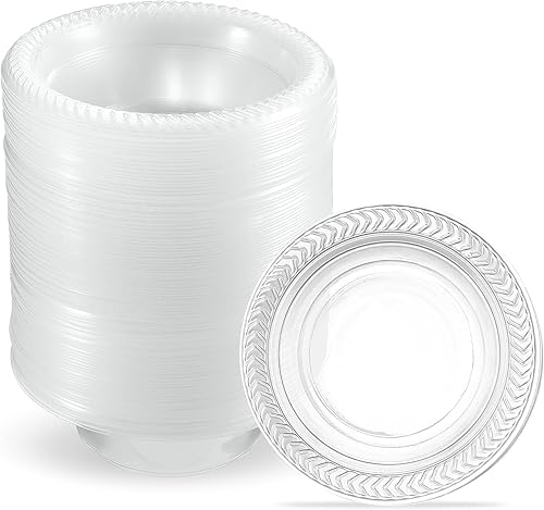 PLASTICPRO Paquete de 80 tazones de plástico transparente de 5 onzas para sopa, duraderos, desechables, pequeños cuencos de plástico para fiestas,