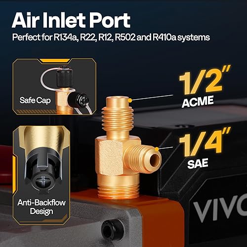 Miniatura 3 de VIVOHOME Serie VG - Juego de bomba de vacío de CA y medidor, bomba de vacío HVAC de 2 etapas 12 HP 5CFM y kit de manómetro de colector de 3 vías con