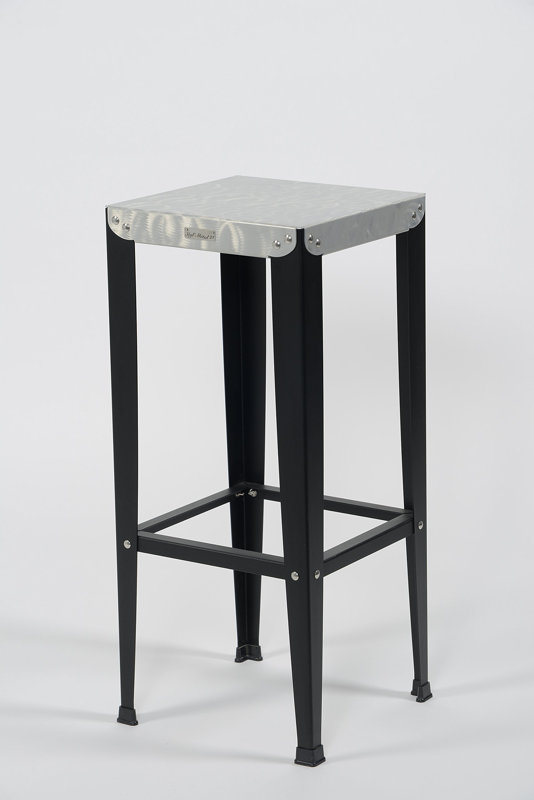 Tabourets de bar Lilou Styl'Métal H60 métal noir lot de 2 assise stable anti rayures