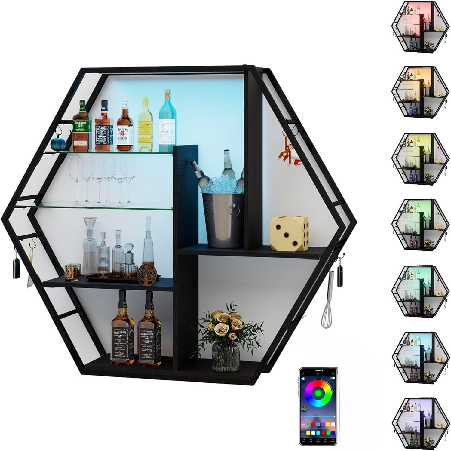 YU YUSING Mensole da Muro con 7 Colori RGB, Scaffale da Parete, Espositore