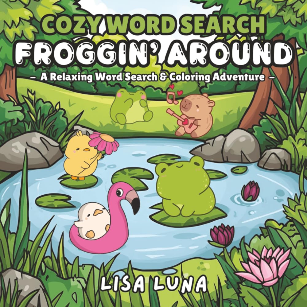 Cozy Word Search Froggin' Around: A Relaxing Word Search and Coloring Adventure for Adults and Teens