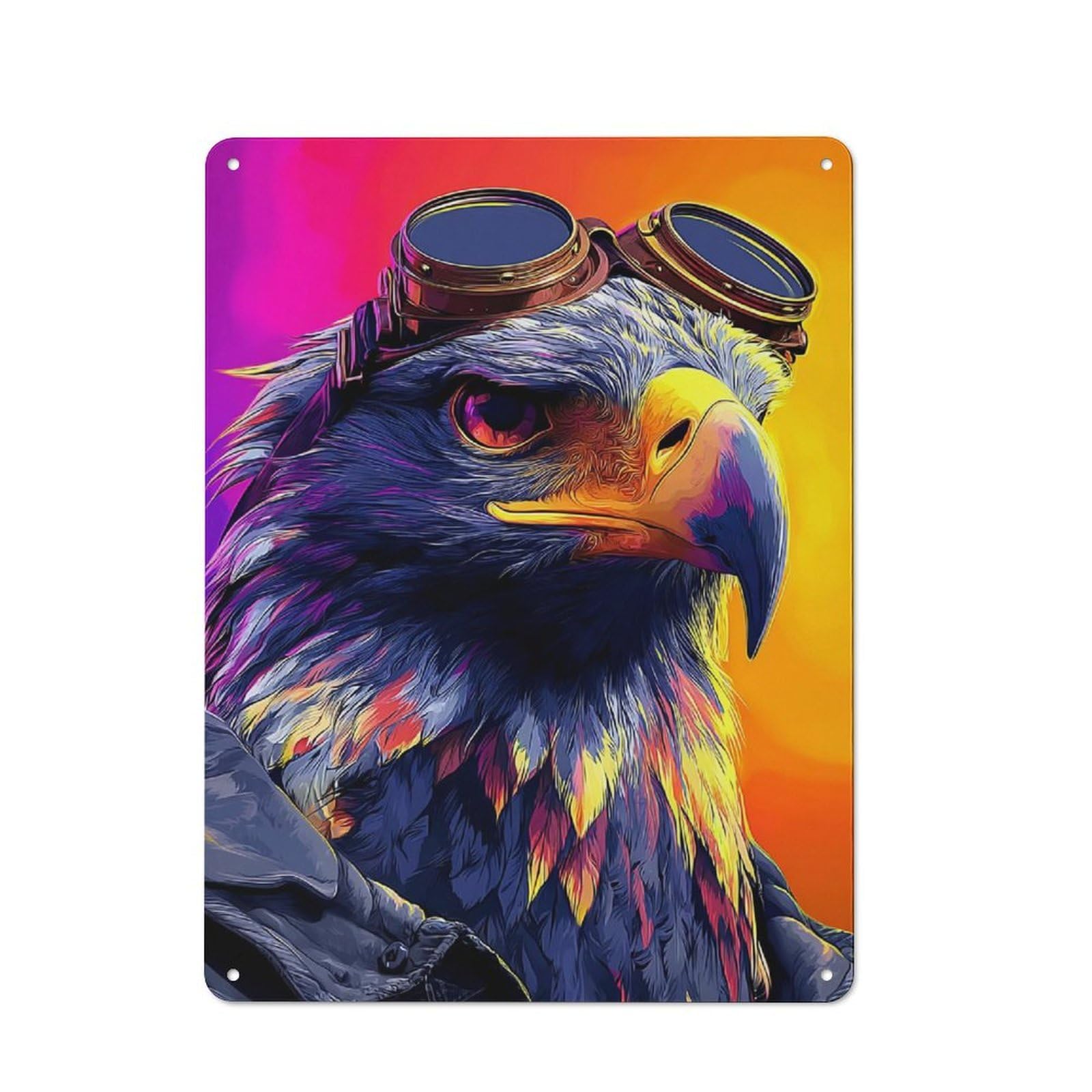 Junmoney Steampunk Eagle Portrait-1 Cottage Metal Wall Decor 40X30cm, Shed Metal Sign For Conservatory, Home Bar Or Utility Room