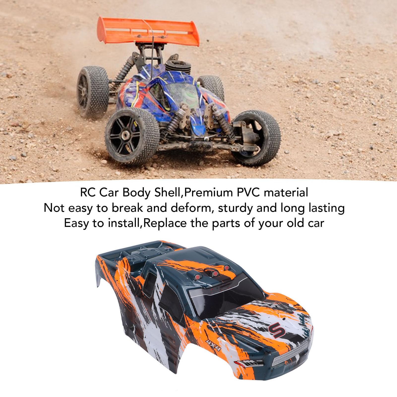 Cubierta De Coche RC De PVC Ligera – Diseño Deportivo Naranja Para Escala 1/10, Resistente A Deformaciones