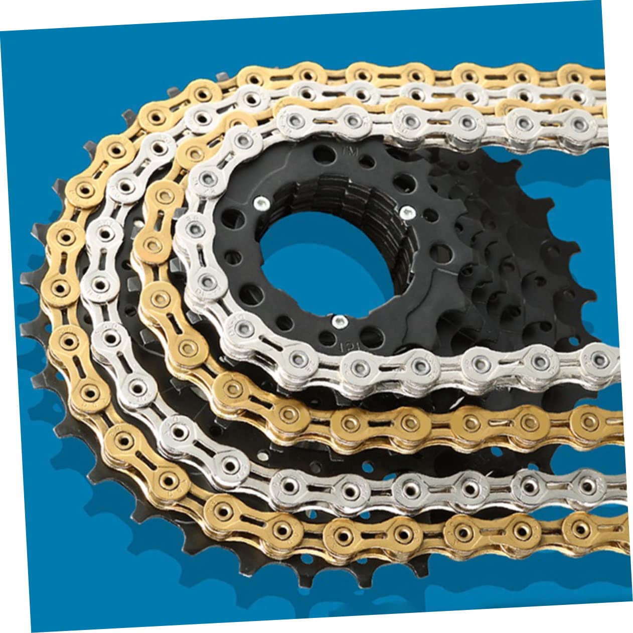 Mikikit Mountain Bike Accessories Golden Chain Replacement Chain for 7-Speed 8-Speed Bicycles Sturdy