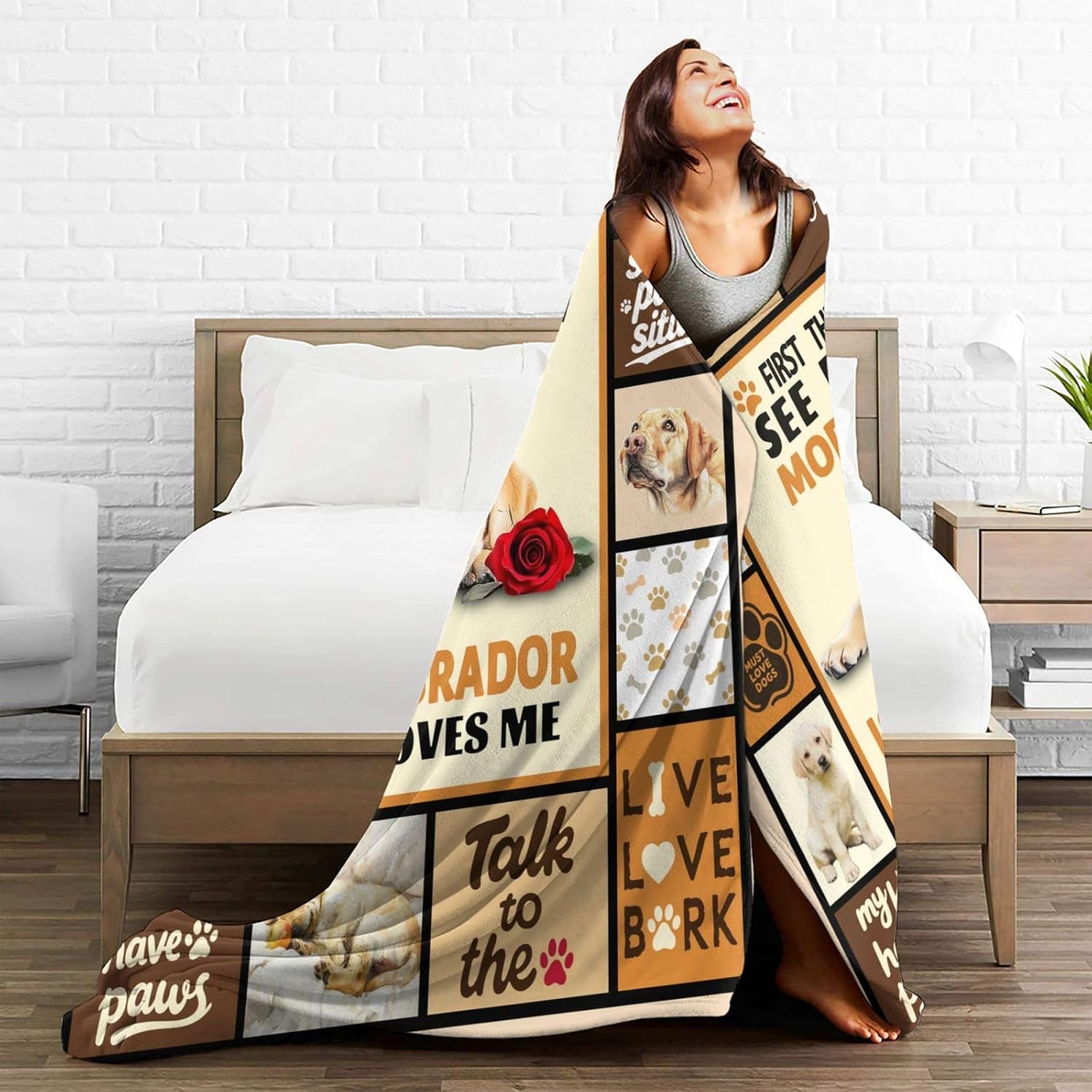 Labrador Throw Blanket Dog Animal Print Blankets Gifts for Stuff Decor Soft Cozy Fleece Plush Lightweight Flannel Bedding for Lover 40"x50" - Image 4