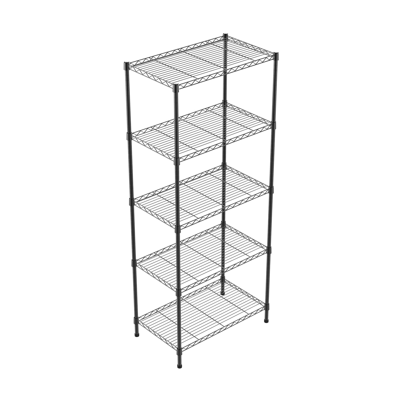 Metalldraht-Regal mit 5 Etagen, für Ga Küchenhosen, schweres Du, 500 kg, 60 x 35 x 150 cm, Schwarz