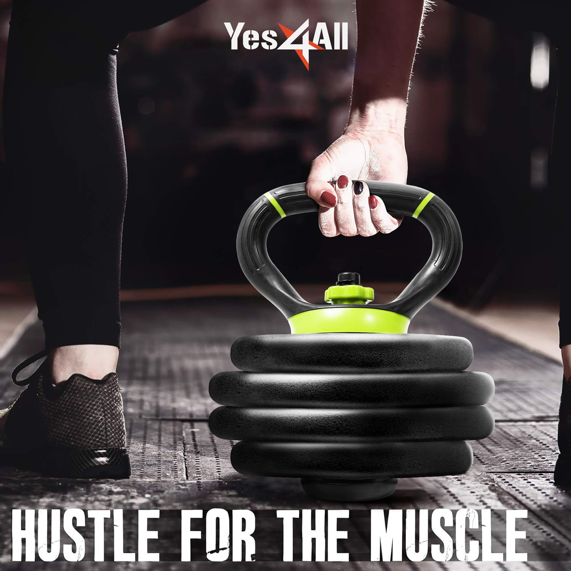 Yes4All Kettlebell Verstellbar/Griff für Hanteln, Hantelscheiben, Schwunghantel, Kugelgewicht