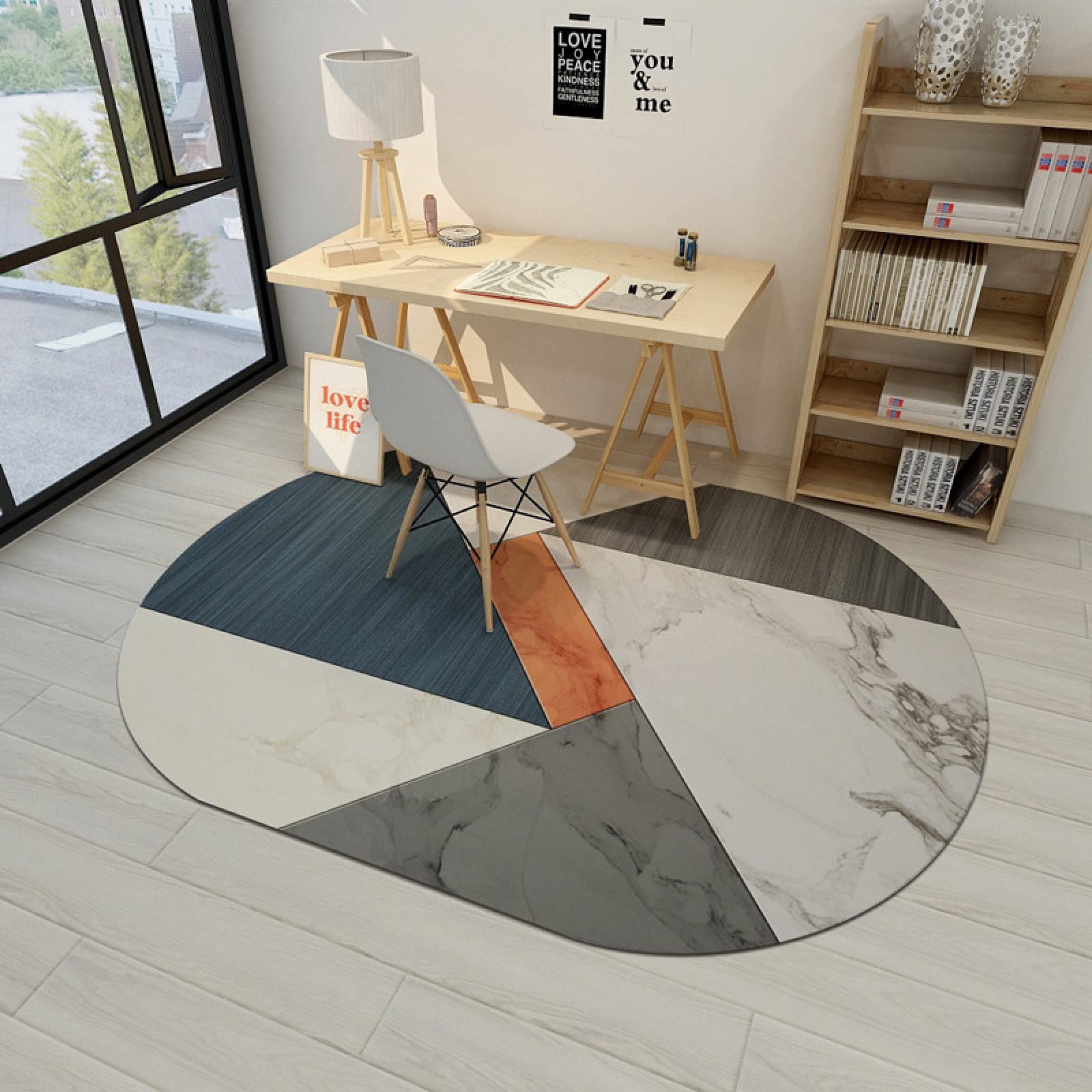 Tapis de salon lavable et antidérapant avec design irrégulier moderne