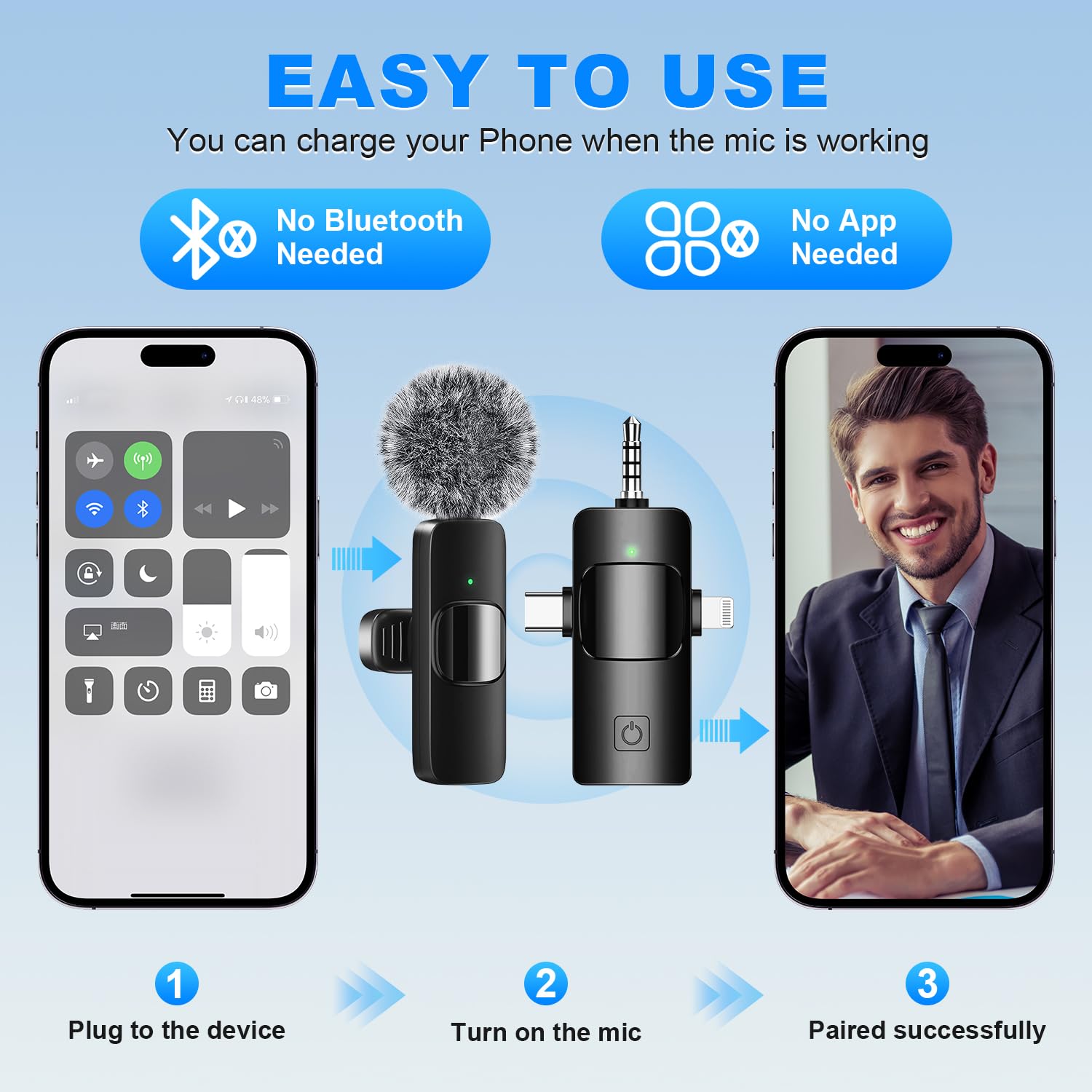 Draadloze lavalier-microfoon voor iPhone/iPad/Android, mini