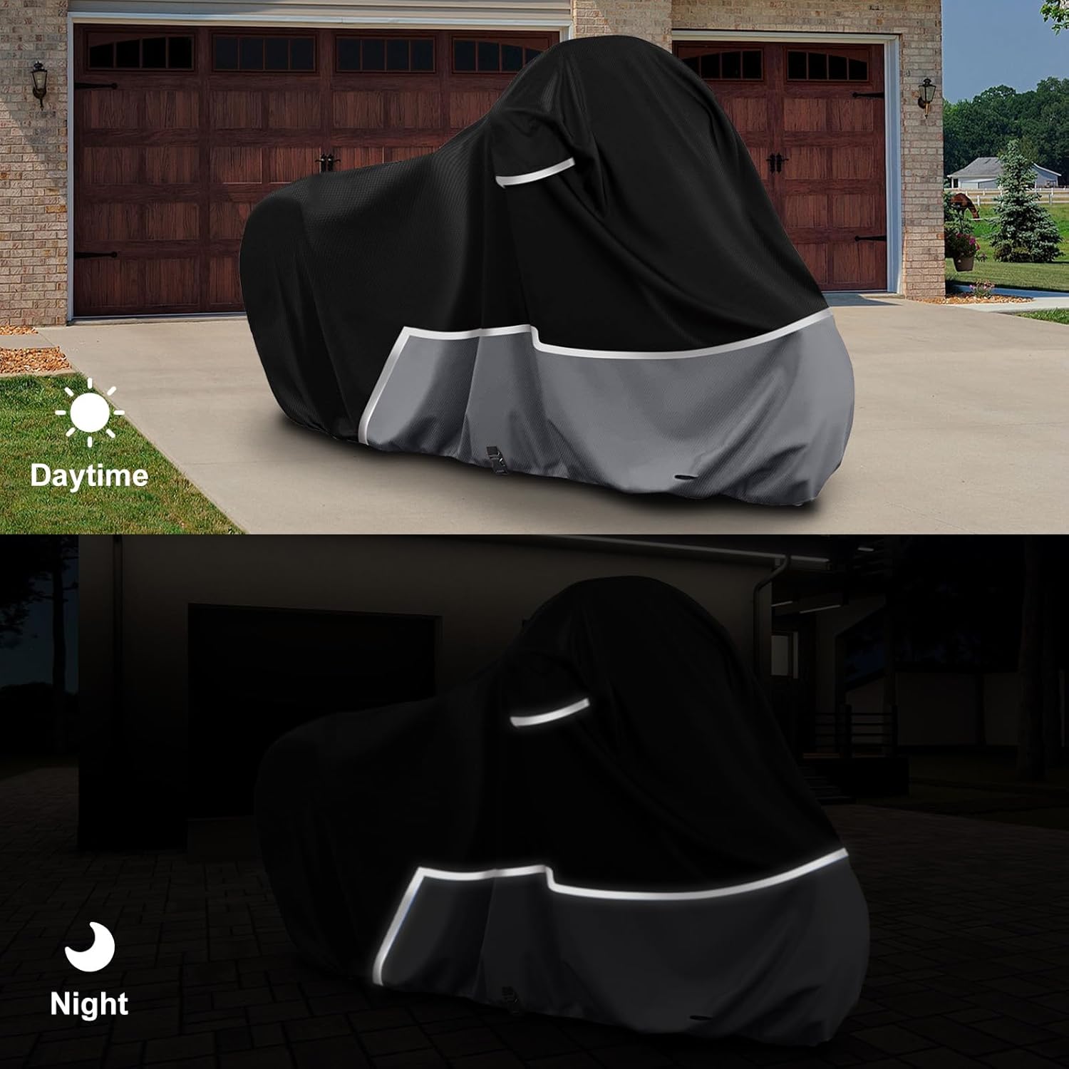 Waterproof Motorcycle Cover Compatible with Triumph Bonneville Bobber/Speedmaster/T100/T120, 420D Oxford Cloth Motorcycle Cover for Snow Rain Dust Protection