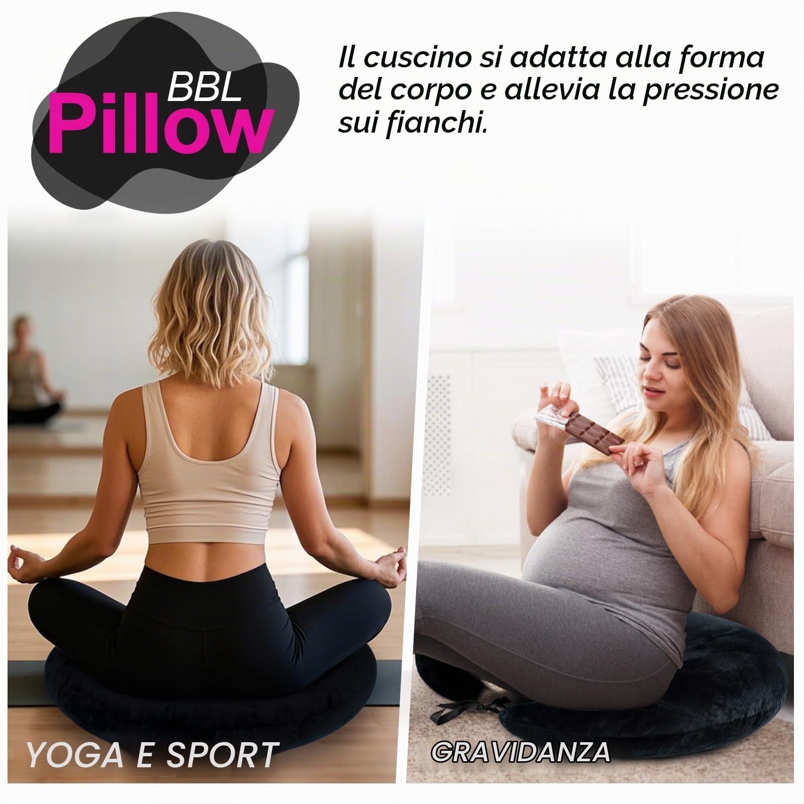 BBL Cuscino Dopo Chirurgia Per Seduto Seduto | Cuscino per emorroidi a ciambella, supporto per i fianchi, in cotone, BBL, per il recupero post-operatorio (nero)
