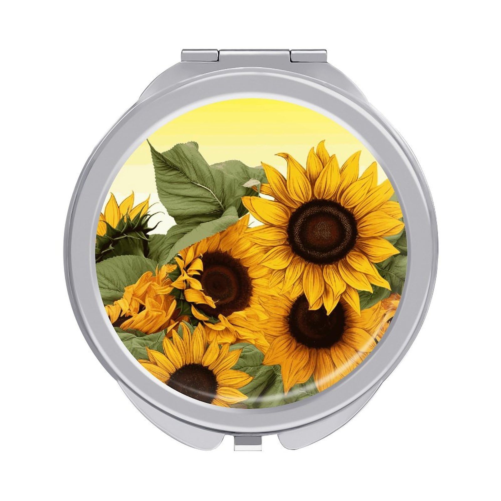 FekiLoot Sunflowers Floral Makeup Mirror Compact Round Travel Makeup Mirror Portable Folding Handheld Pocket Mirrors for Handbag and Purses Gift Mini Mirrors