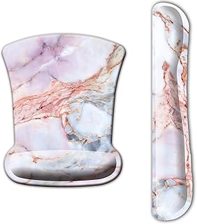 ITNRSIIET Upgraded Ergonomic Keyboard Wrist Rest and Mouse Wrist Rest Pad Set, Wrist Pad with Non-Slip Base for Computer, Laptop, Gaming, Working, Easy Typing & Pain Relief, Pink Marble