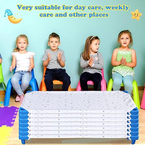 Miniatura 7 de 20 sábanas para cunas para guardería a granel para niños pequeños preescolares, algodón puro, transpirable, tamaño estándar, color blanco, sábana
