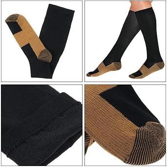 3 Pirs Copper Compression Socks for Men & Women (20-30 mmHg) Best Graduated Athletic Fit for Running, Nurses, Flight Travel & Maternity Pregnancy - Boost Stamina, Circulation & Recovery