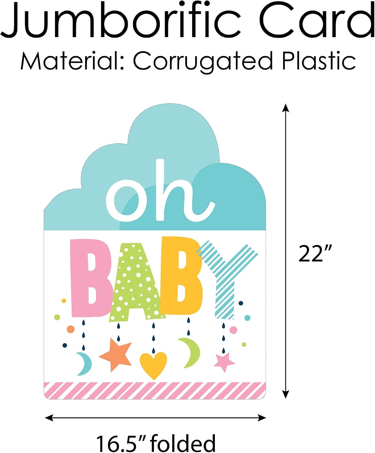 Big Dot of Happiness Colorful Baby Shower - Baby Shower Giant Greeting Card - Big Shaped Jumborific Card - 16.5 x 22 inches