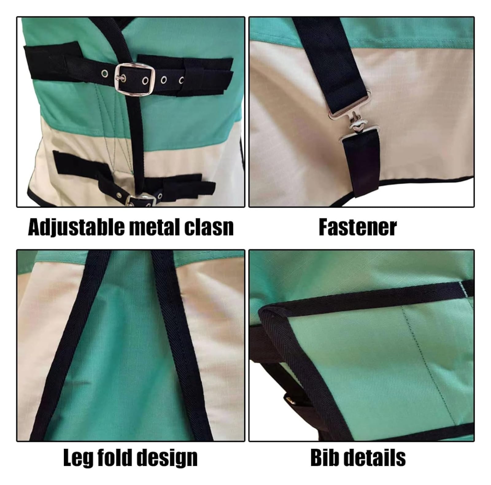 Manta transpirable para caballos, 600D con cuello combinado, forro térmico desmontable, cómoda y duradera, carcasa exterior tejida para protección en invierno