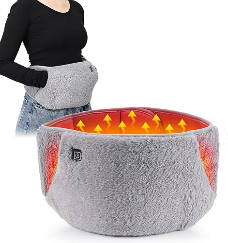 USB Electric Heated Waist Belt, 2-in-1 Hand and Waist Warmer, Crystal Velvet, 3 Heat Levels, for Period Cramps and Body Joint Pain Relief