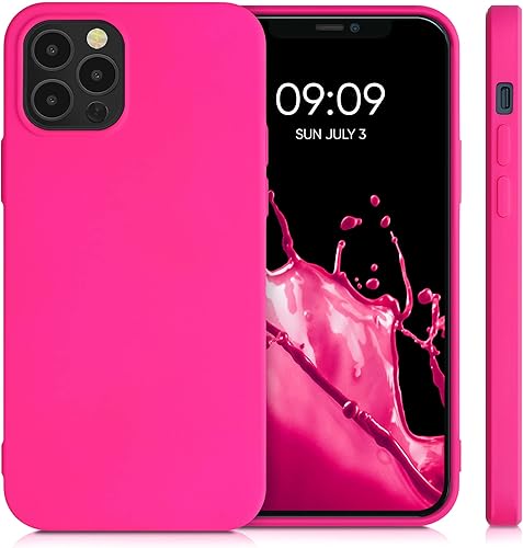 Miniatura 5 de kwmobile Funda compatible con Apple iPhone 12  iPhone 12 Pro - Funda protectora delgada de silicona TPU - Rosa neón