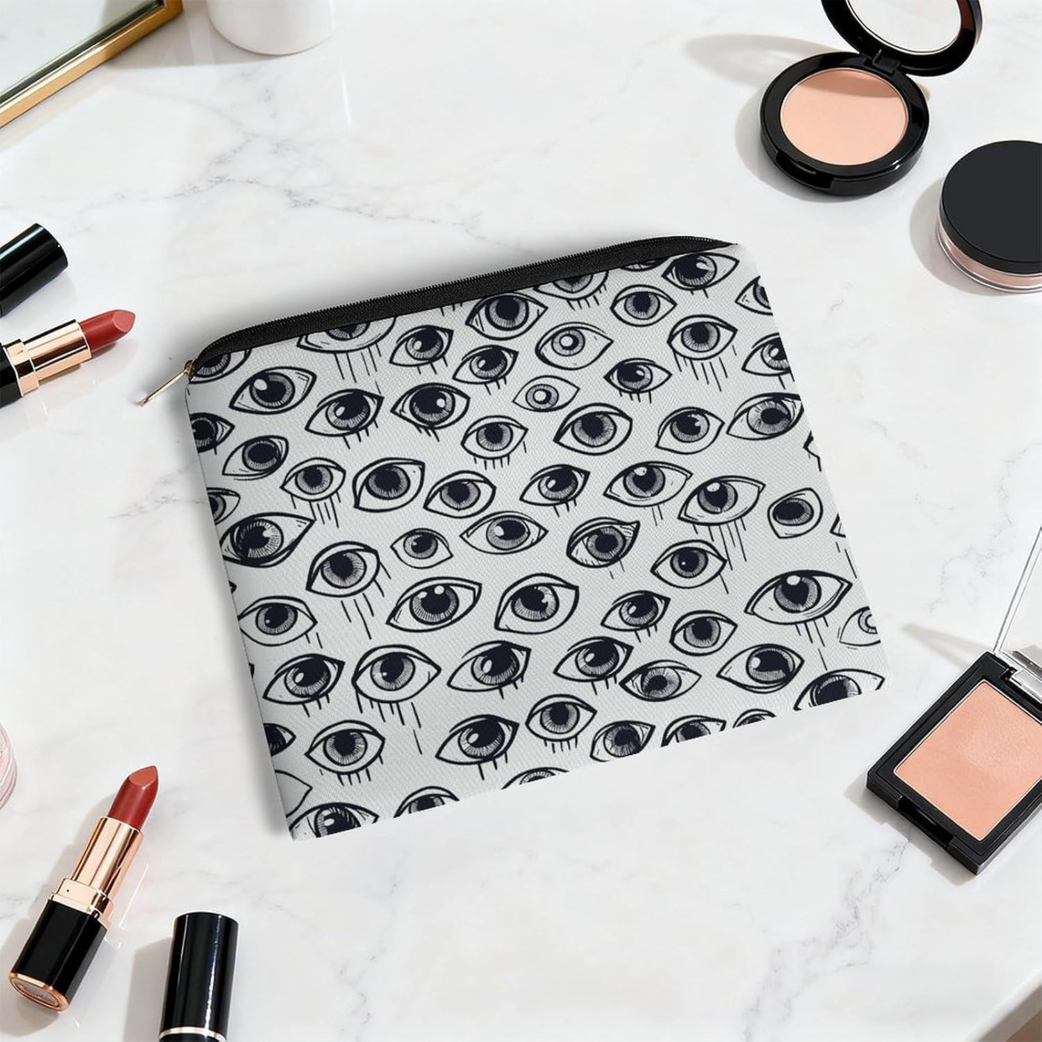 Eyeball Line Pattern Aesthetic Makeup Bag Cosmetic Bag with Zipper image 5