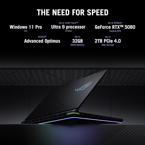 ASUS ROG Strix G16 (2025) Gaming Laptop, 16 ROG Nebula 16:10 2.5K 240Hz/3ms, NVIDIA GeForce RTX 5070Ti, Intel Core U9 HX, 32GB, 1TB, G615LR-DS96-CA