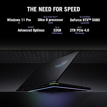 ASUS ROG Strix G16 (2025) Gaming Laptop, 16 ROG Nebula 16:10 2.5K 240Hz/3ms, NVIDIA GeForce RTX 5070Ti, Intel Core U9 HX, 32GB, 1TB, G615LR-DS96-CA