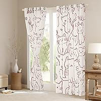 Vista 11 de Erosebridal Cortinas opacas de moda de los años 90, 30 % a 50 % para dormitorio, cortina de ventana con cinta de radio retro, tratamientos de Negro
